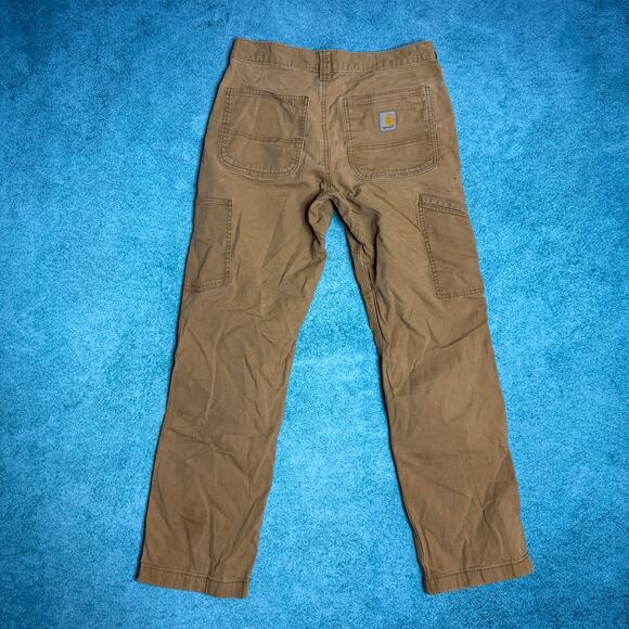 Carhartt Mens 30x30 Tan Double Knee Work Pants Rugged Flex Utility Workwear - Picture 2 of 16